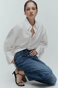 High-Waist Barrel-Leg Ankle Jeans