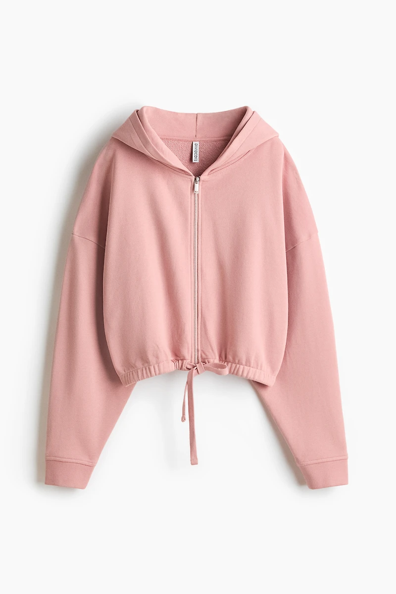 Drawstring zip-through hoodie