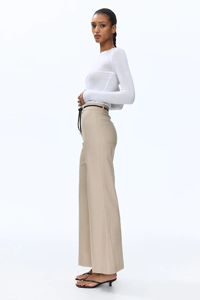 Linen-Blend Bootcut Pants