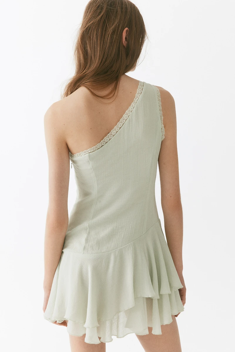 Flounced One-Shoulder Dress