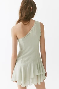 Flounced One-Shoulder Dress