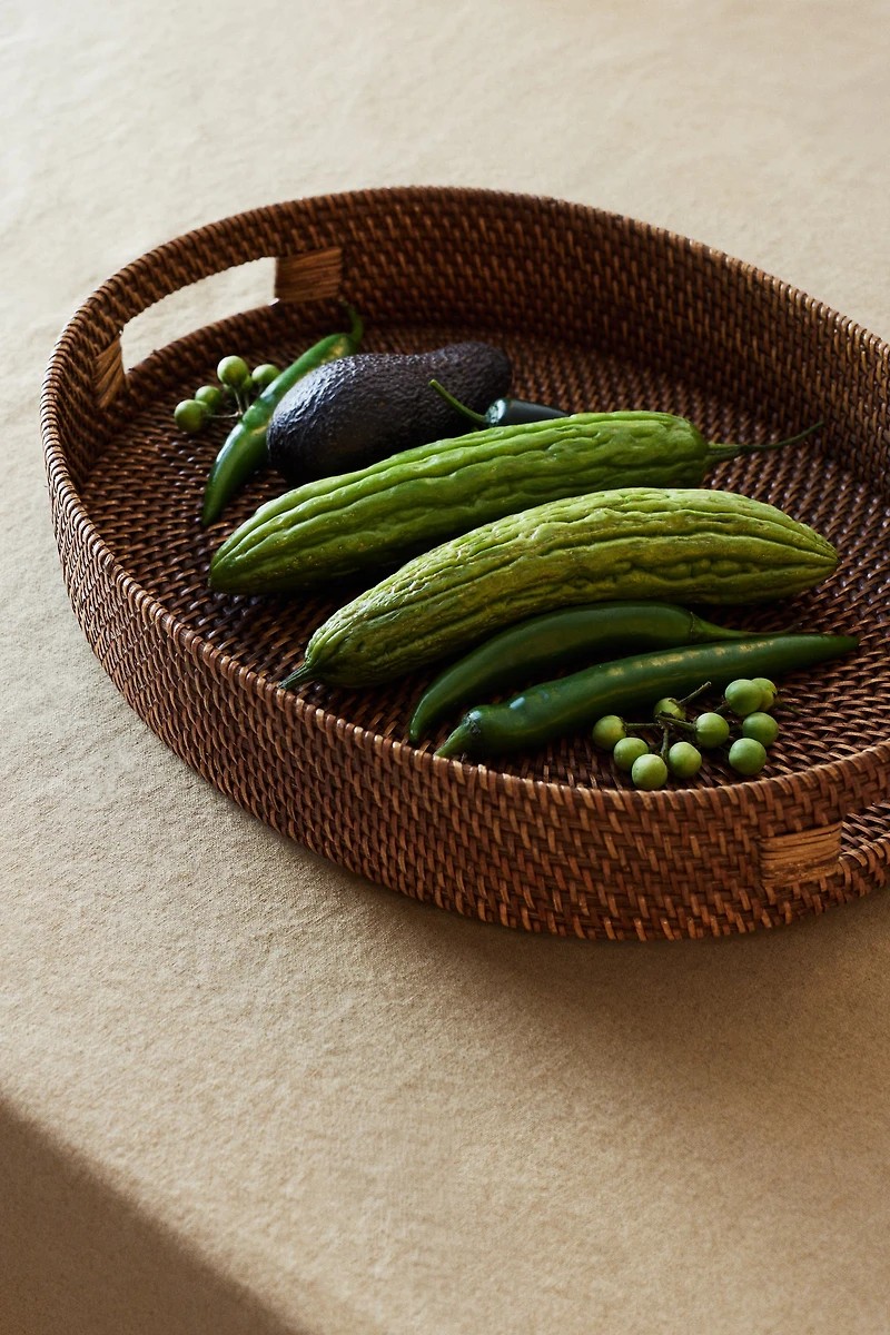 Oval Rattan Tray