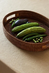 Oval Rattan Tray