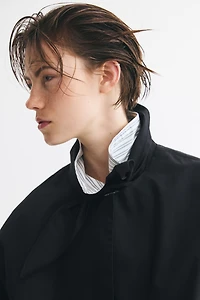 Scarf-Collar Bubble-Hem Jacket