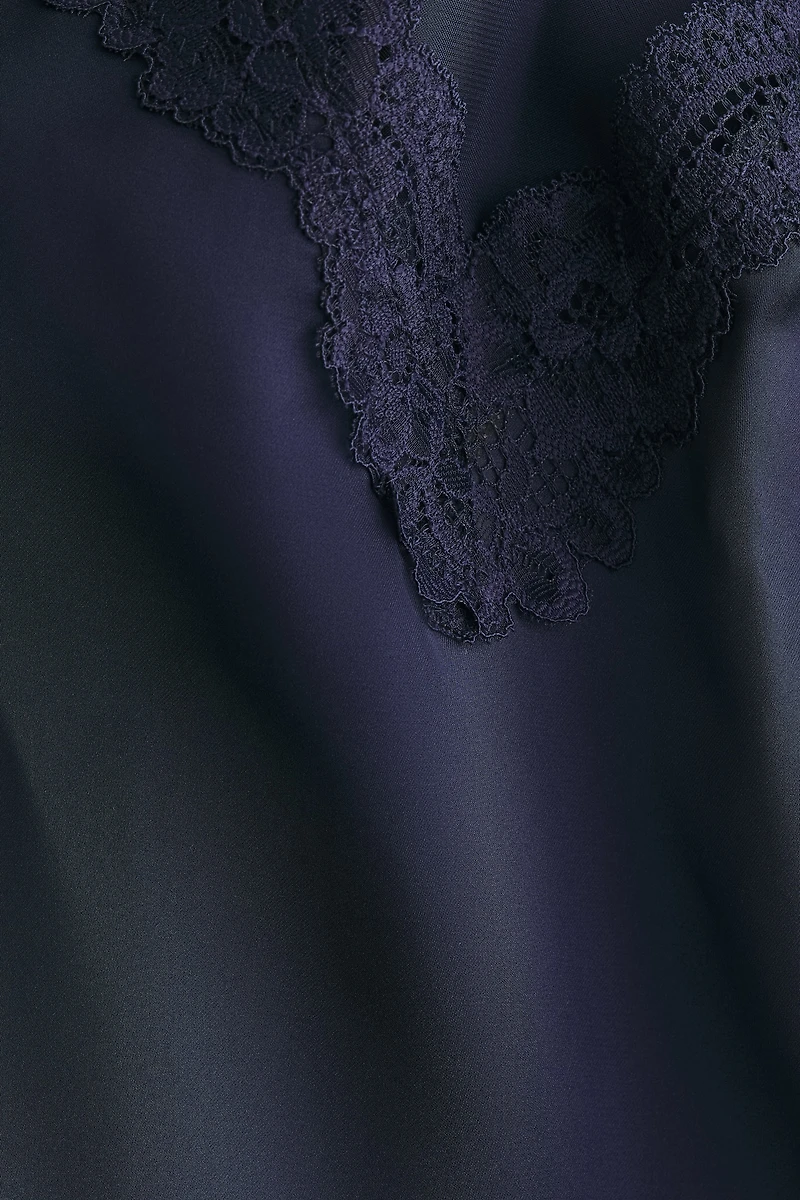 Lace-Trimmed Satin Nightgown