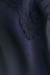 Lace-Trimmed Satin Nightgown