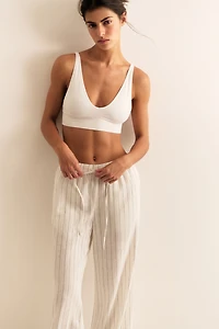Wide-Leg Linen-Blend Pants