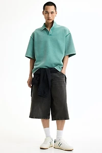 Oversized Washed-Look Polo Shirt
