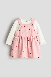 2-Piece Overall Dress and Top Set