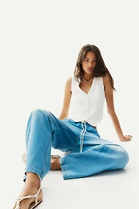 Denim Drawstring Pants