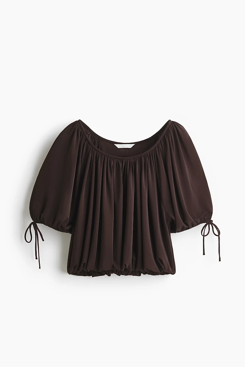 Draped drawstring-detail top