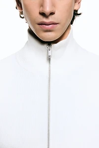 Slim-Fit Rib-Knit Cardigan