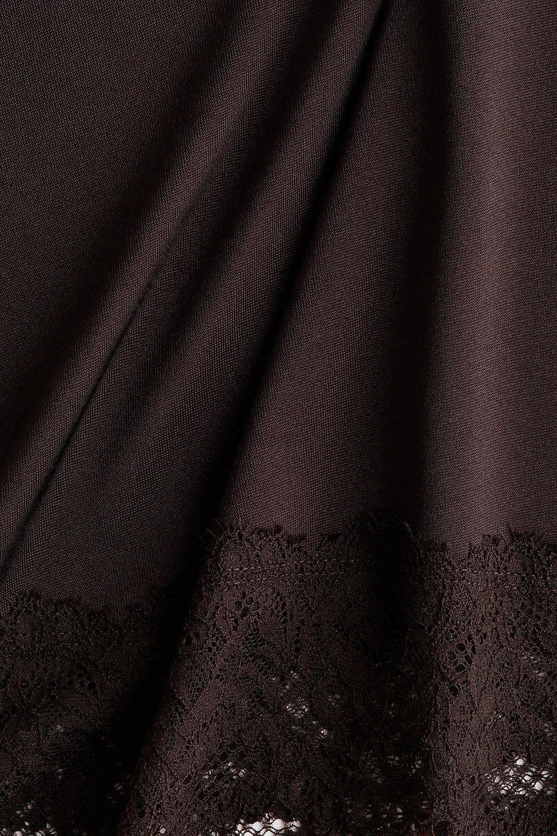 Asymmetric Lace-Trimmed Skirt