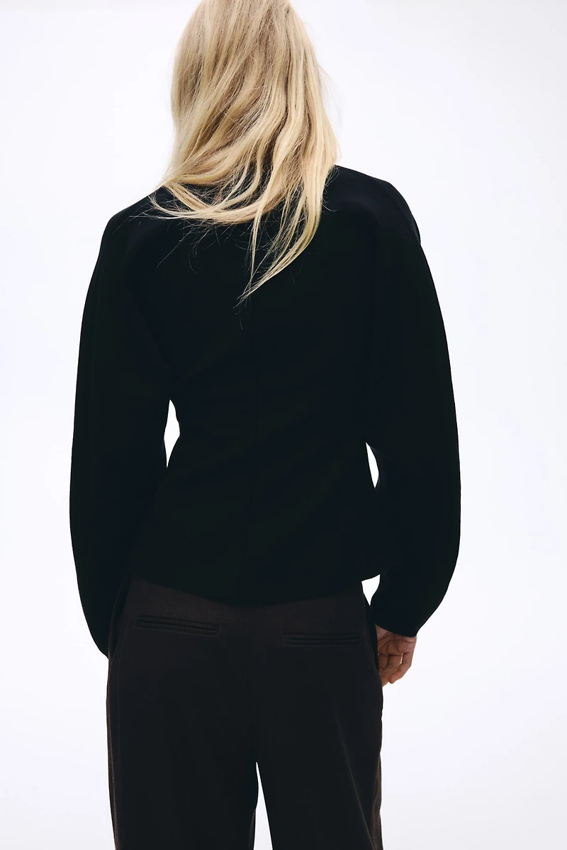 Silk-Blend Peplum Cardigan