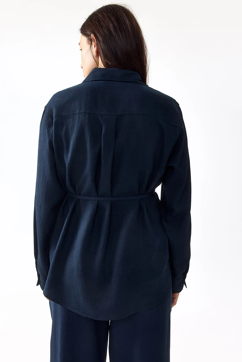MAMA Linen-Blend Shirt