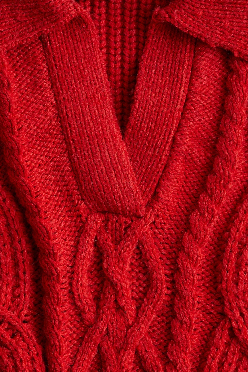 Cable-Knit Sweater with Collar