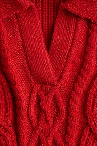 Cable-Knit Sweater with Collar