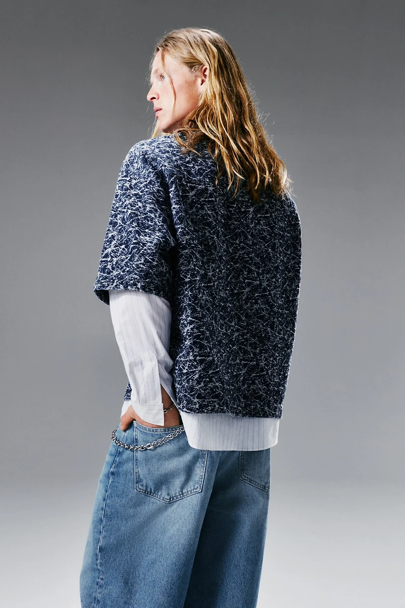 Chemise ample en denim à motif