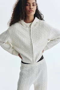 Cable-Knit Cardigan with Zipper