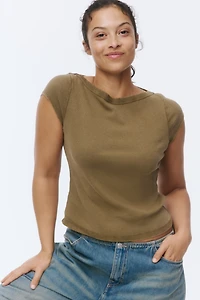 Rib-Knit Boat-Neck Top
