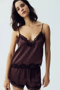 Lace-Trimmed Satin Pajamas