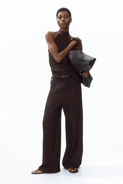 Pantalon froissé avec taille élastique