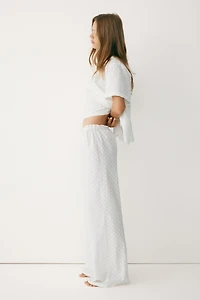 Embroidered Cotton Pajama Pants