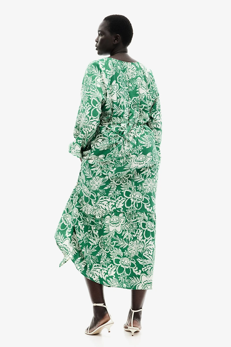 Tie-belt Crêpe Dress