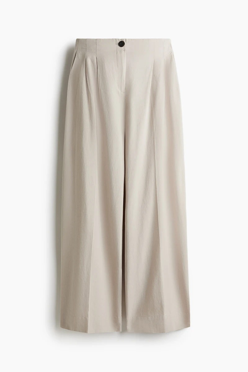 Wide-Leg Linen-Blend Pants