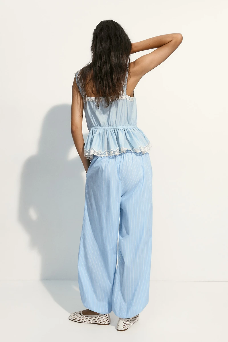 Cotton Balloon-Leg Pants
