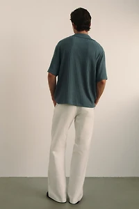 Loose-Fit Rib-Knit Resort Shirt