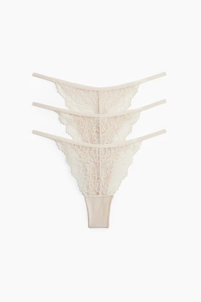 Lot de 3 culottes ficelles Tanga en dentelle