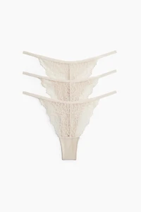 Lot de 3 culottes ficelles Tanga en dentelle