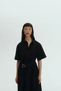 Tie-Belt Shirt Dress