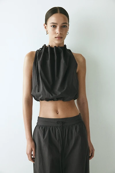 Drawstring-Detail Poplin Top