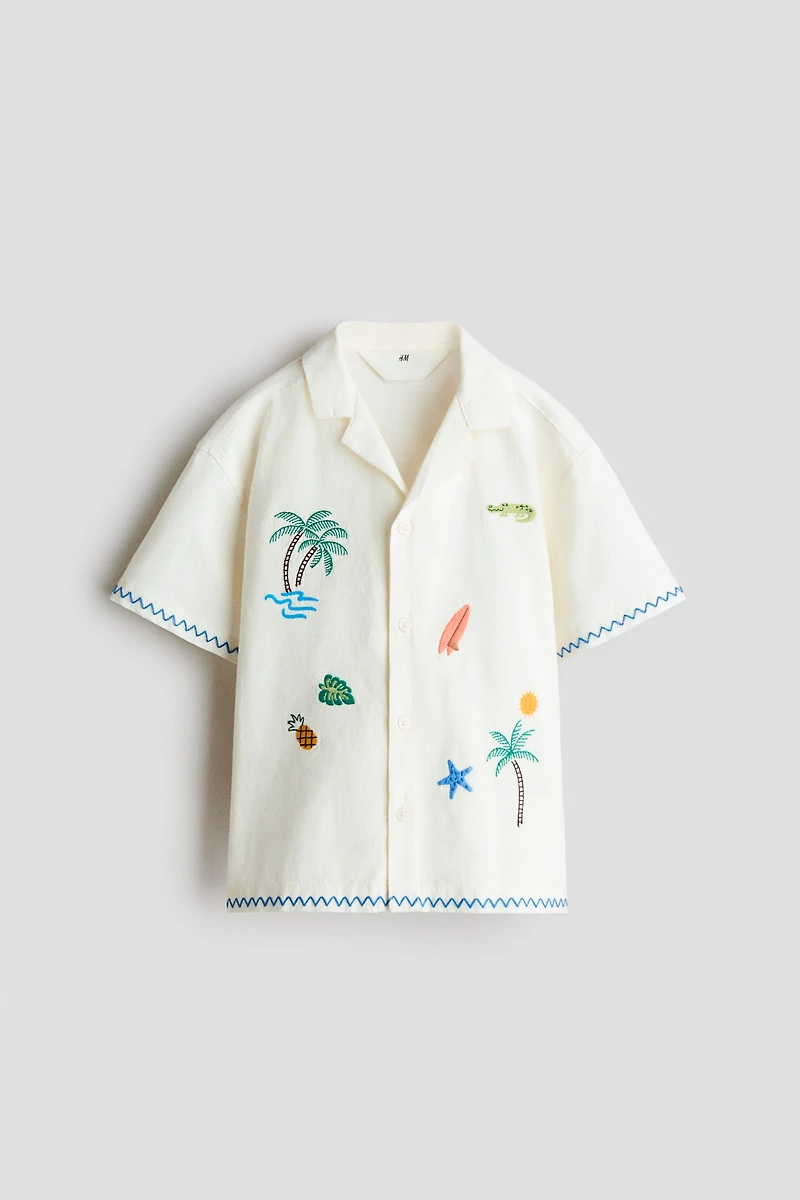 Embroidered cotton resort shirt