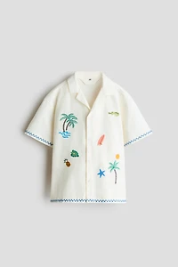 Embroidered cotton resort shirt