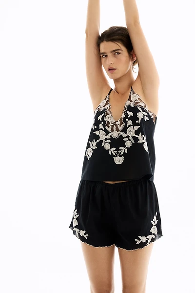 Embroidered Cotton Pajamas