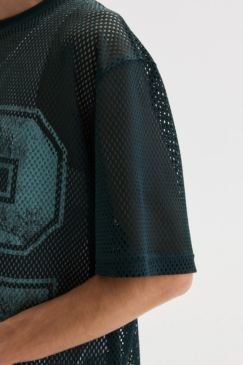 Oversized Printed Mesh T-Shirt