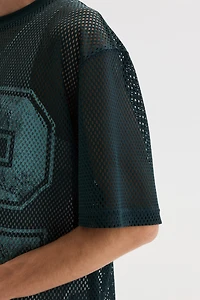 Oversized Printed Mesh T-Shirt
