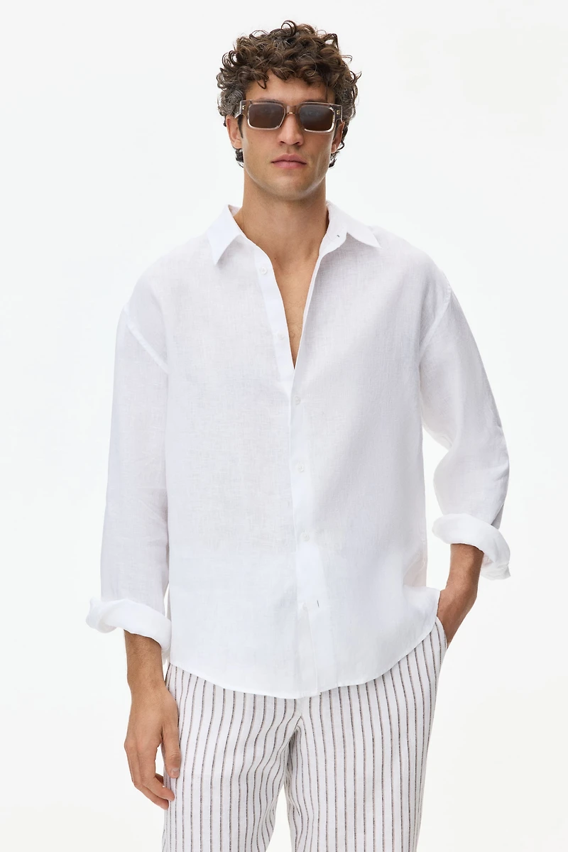 Relaxed-Fit Linen-Blend Pants