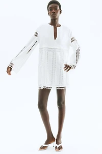 Lace-Inset Cotton Dress