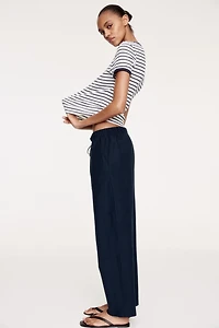 Linen-Blend Drawstring Pants