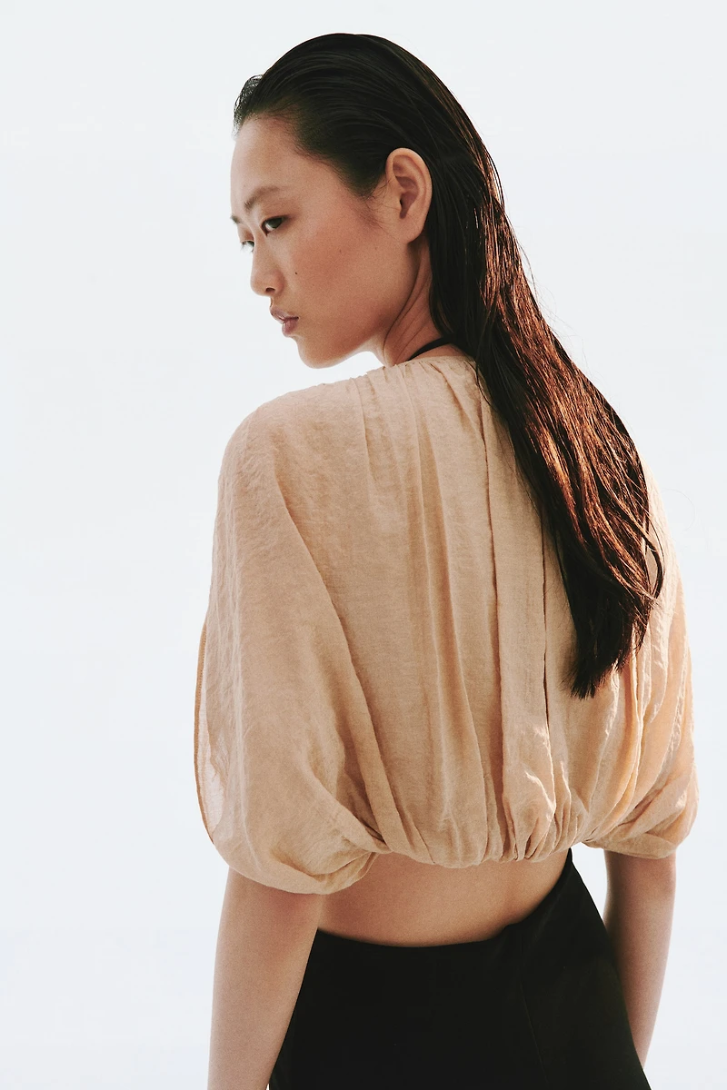 Bubble-Hem Crêpe Top
