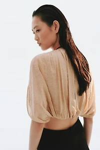 Bubble-Hem Crêpe Top