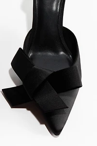 Bow-Detail Satin Pumps