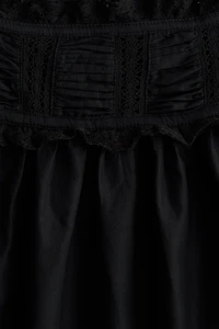 Lace-Trimmed Cotton Blouse