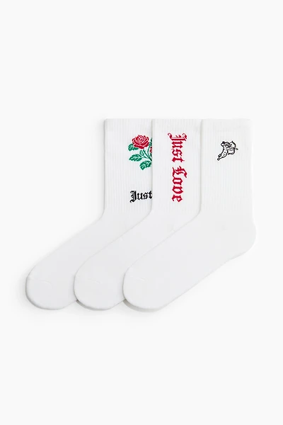 3-Pack Socks with Motif