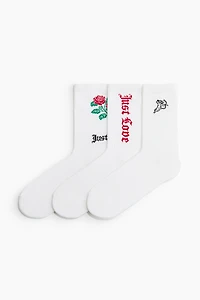 3-Pack Socks with Motif