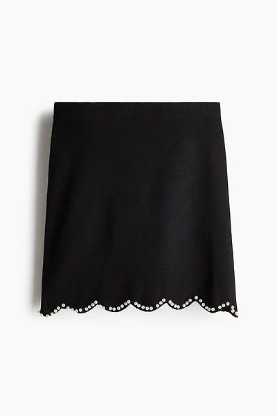 Bead-Embellished Knit Skirt